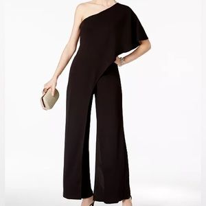 Adrianna Papell One Shoulder Black Jumpsuit Size 14